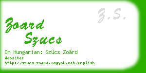 zoard szucs business card